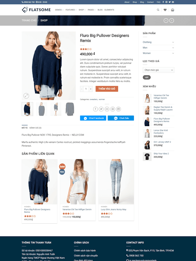 Template blogspot bán hàng Flatsome Classic Shop chuẩn seo